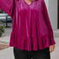 66Disco - Ruffled Sleeve V Neck Blouse