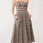 Trendsi - Davi & Dani Contrast Velvet Tape Smocking Bodice Midi Dress