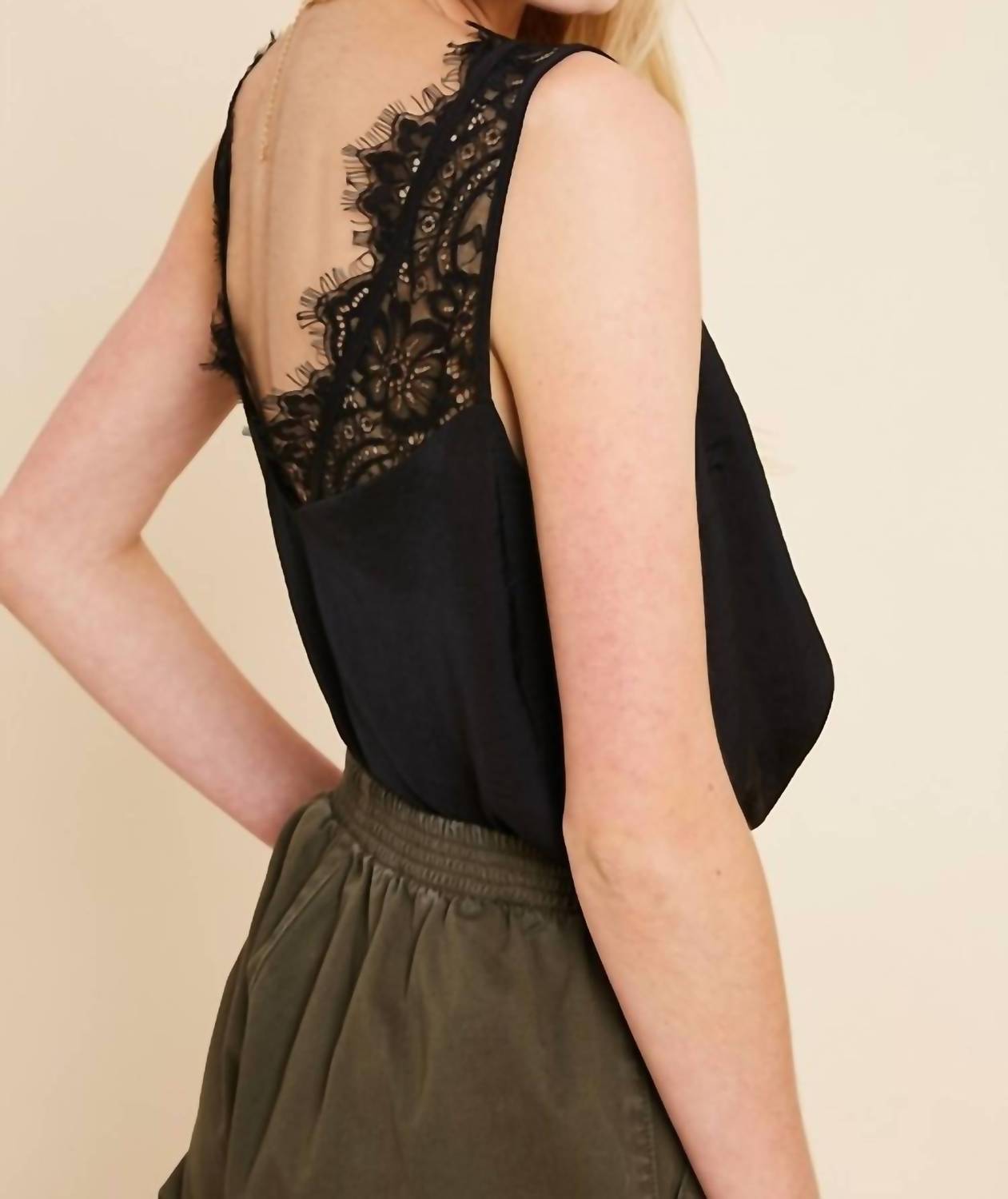 Wishlist - Satin Lace Trimmed Top
