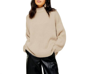 Topshop - Pulôver de gola falsa em malha canelada oversize