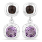 6.60 Carat Genuine Amethyst and Smoky Quartz .925 Sterling Silver Earrings