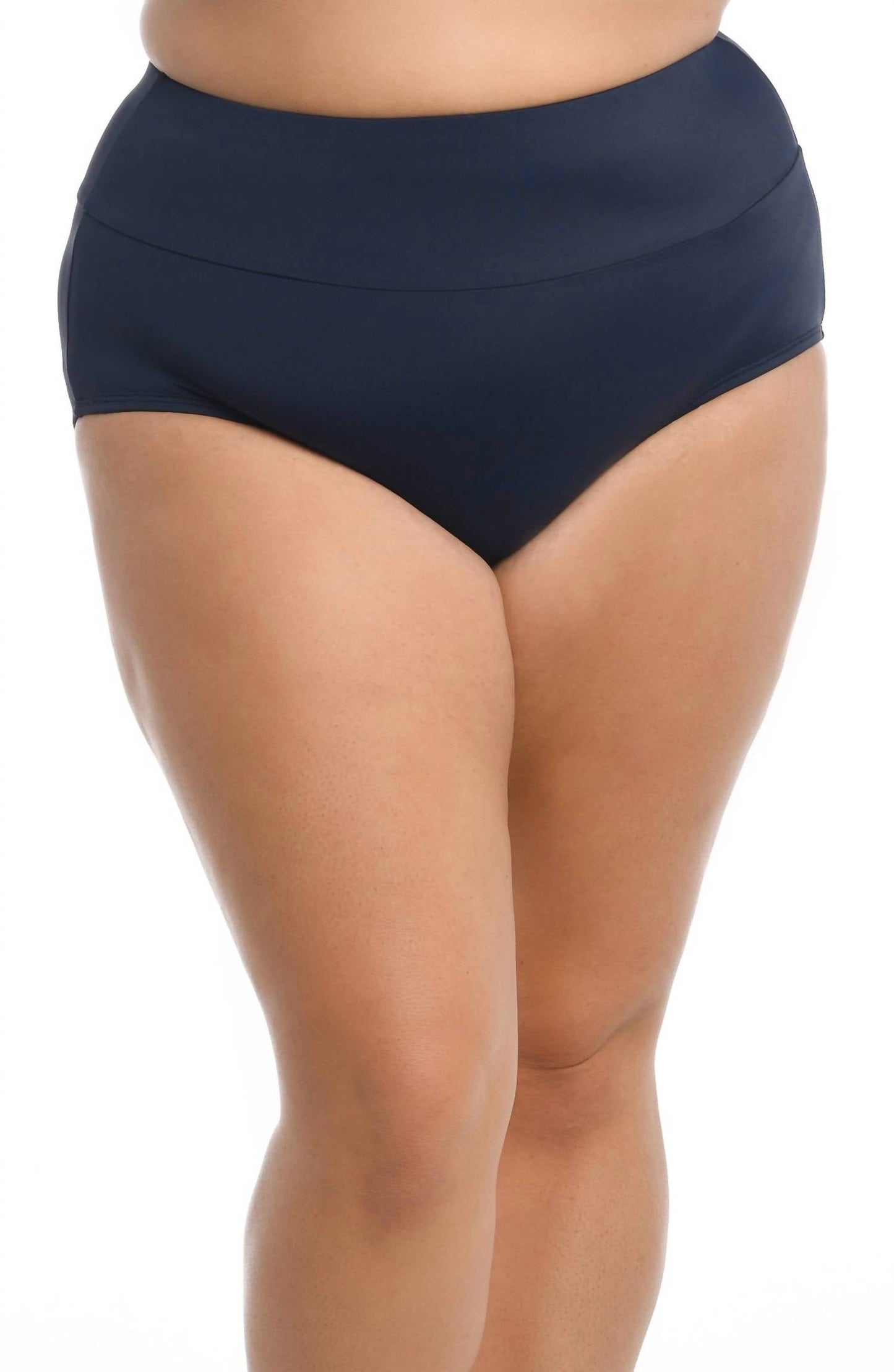 Maxine Of Hollywood - Women's Solid Wide Band Full Pant Bikini Bottom