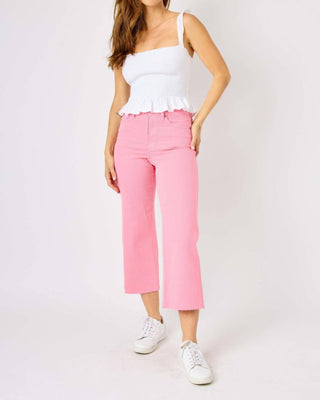 Judy Blue - Calça jeans cropped com controle de barriga e perna larga