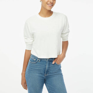 J.Crew - Camiseta curta de manga comprida e gola redonda