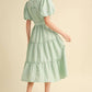 &Merci - Stripe Button Down Ruffle Midi Dress