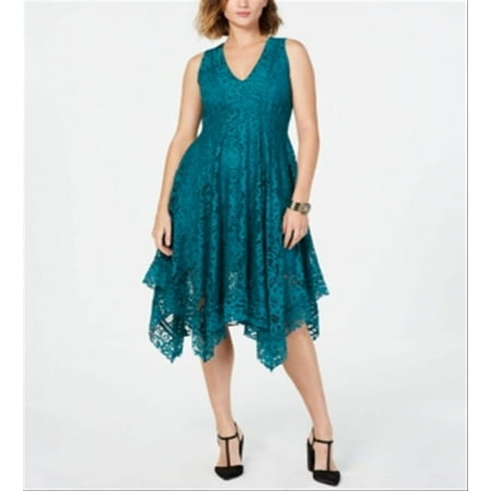 Taylor Women's V Neck Lace Midi Dress - Green