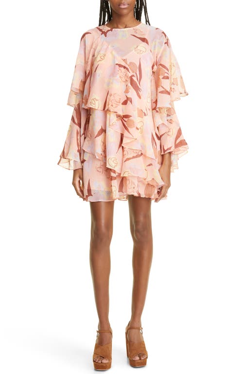 Ted Baker London Pegaia Ruffle Long Sleeve Minidress in Coral Size 3