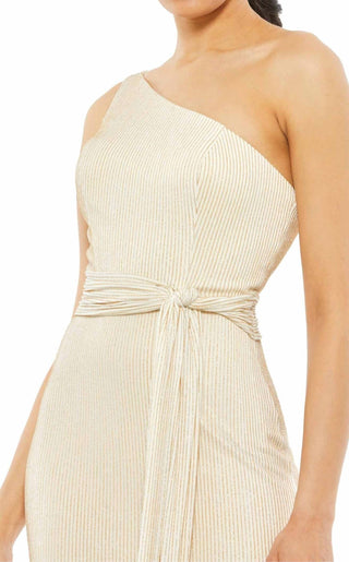 Ieena For Mac Duggal - Vestido assimétrico de um ombro só com cintura e nó