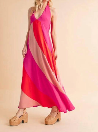 Trendsi - Vestido longo sem mangas Aemi+Co Color Block