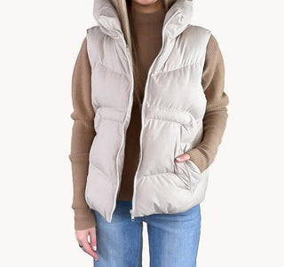 Bluivy - Zipper Down Puffer Hooded Vest
