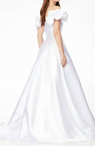 Ashleylauren - Ruffled Off-shoulder Wedding Gown