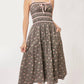 Trendsi - Davi & Dani Contrast Velvet Tape Smocking Bodice Midi Dress