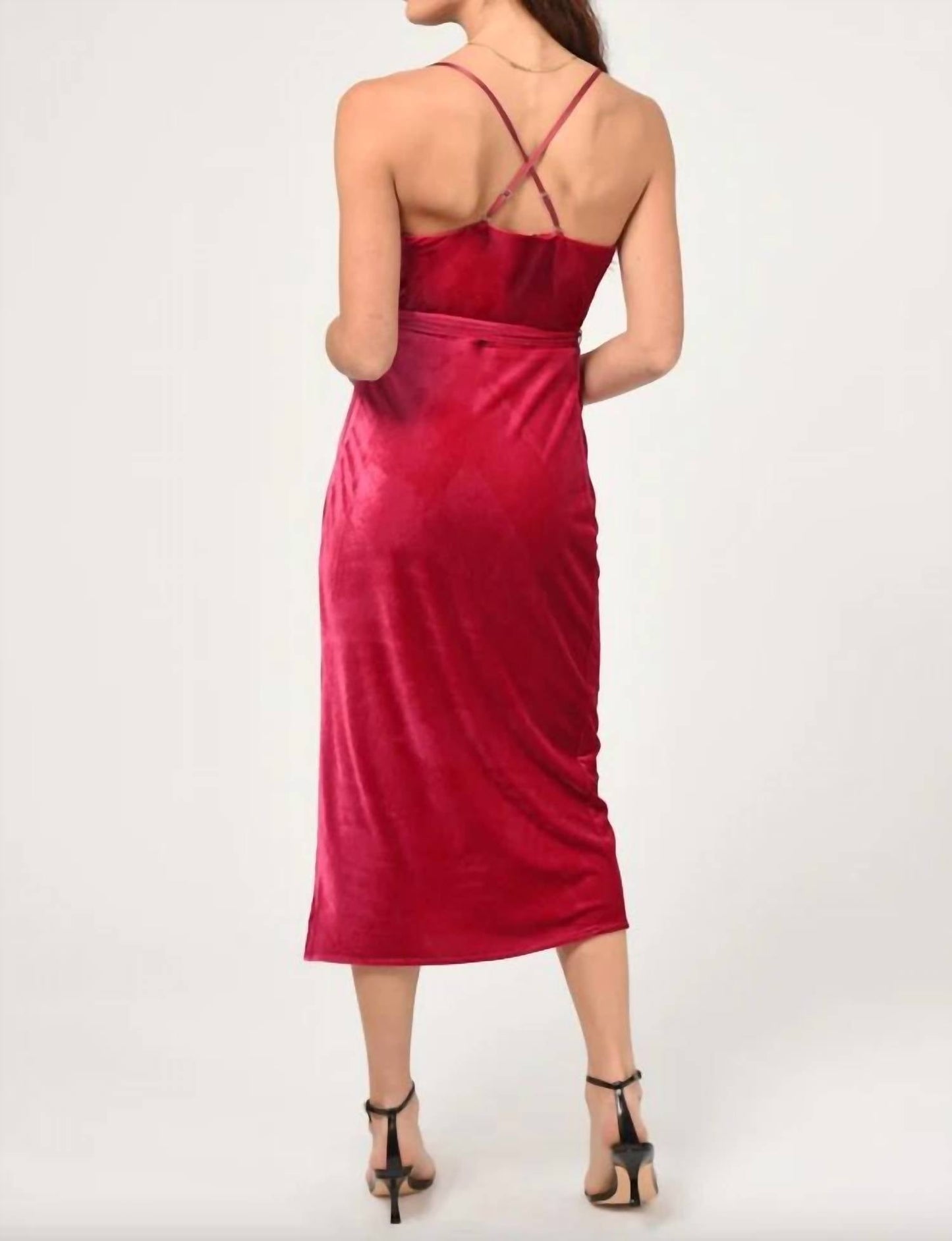Adelyn Rae - Zana Velvet Cowl Neck Slip Dress