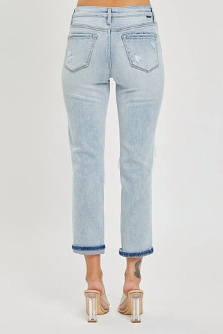 Risen - Midrise Sequin Patch Tapered Jeans