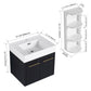 Modern Wall Mounted Bathroom Vanity With Resin Sink and Storage Rack