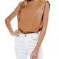 Tcec - Tammy Pleather Sleeveless Power Shoulder Top