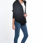 Multiples - 3/4 Sleeve Ruffle Hem Shawl Collar Sweater Cardigan
