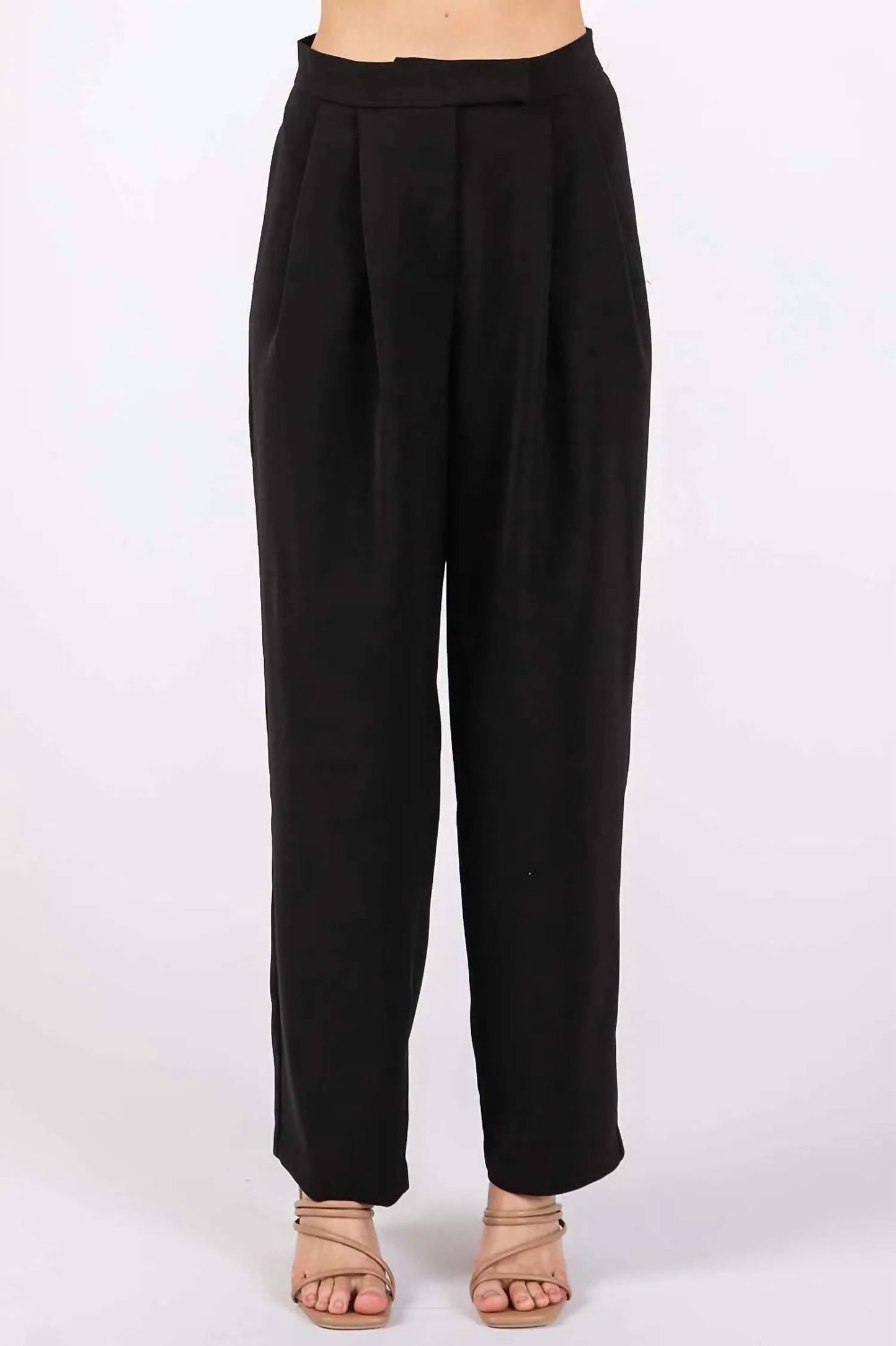 Trendsi - GeeGee High-Waisted Pleated Pants
