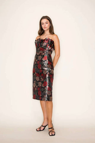 B.Right - H-line Ruffled Tube Midi Dress