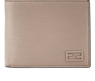 Fendi - Men's Ff Logo Plaque Pebbled Calf Leather Bifold Wallet