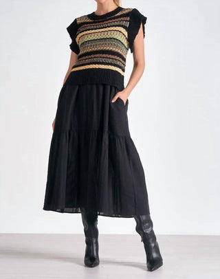 Elan - Vestido suéter midi com gola redonda