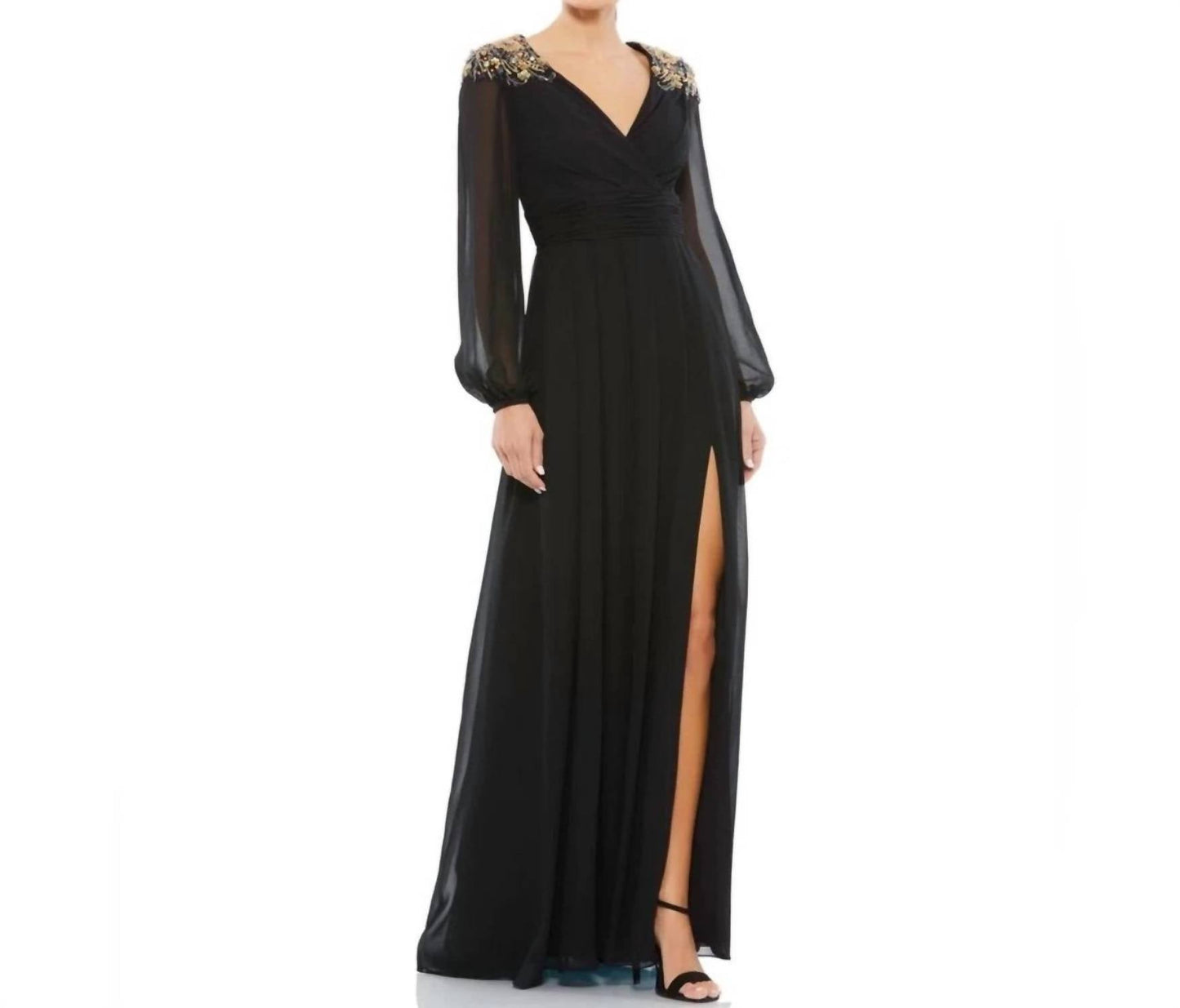 Mac Duggal - Embellished Shoulder Blouson Sleeve Formal Gown
