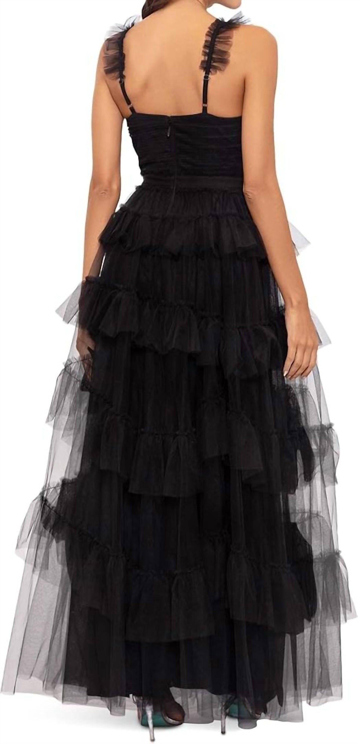 Betsy & Adam - Gigi Long Ruffle Mesh Dress