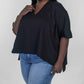Psophia - V-neck One Pocket Dolman Tee