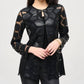Joseph Ribkoff - Faux Leather Geometric Laser Cutout Jacket