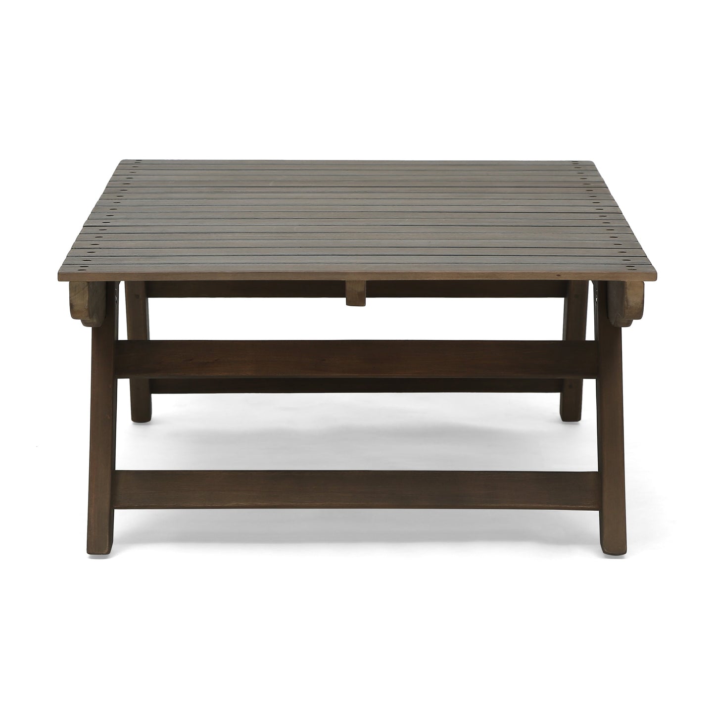 Outdoor Acacia Wood Coffee Table with Open Slat Design, Grey