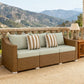 Rattan Wicker Seater Patio Couch with Cushions and Throw Pillows
