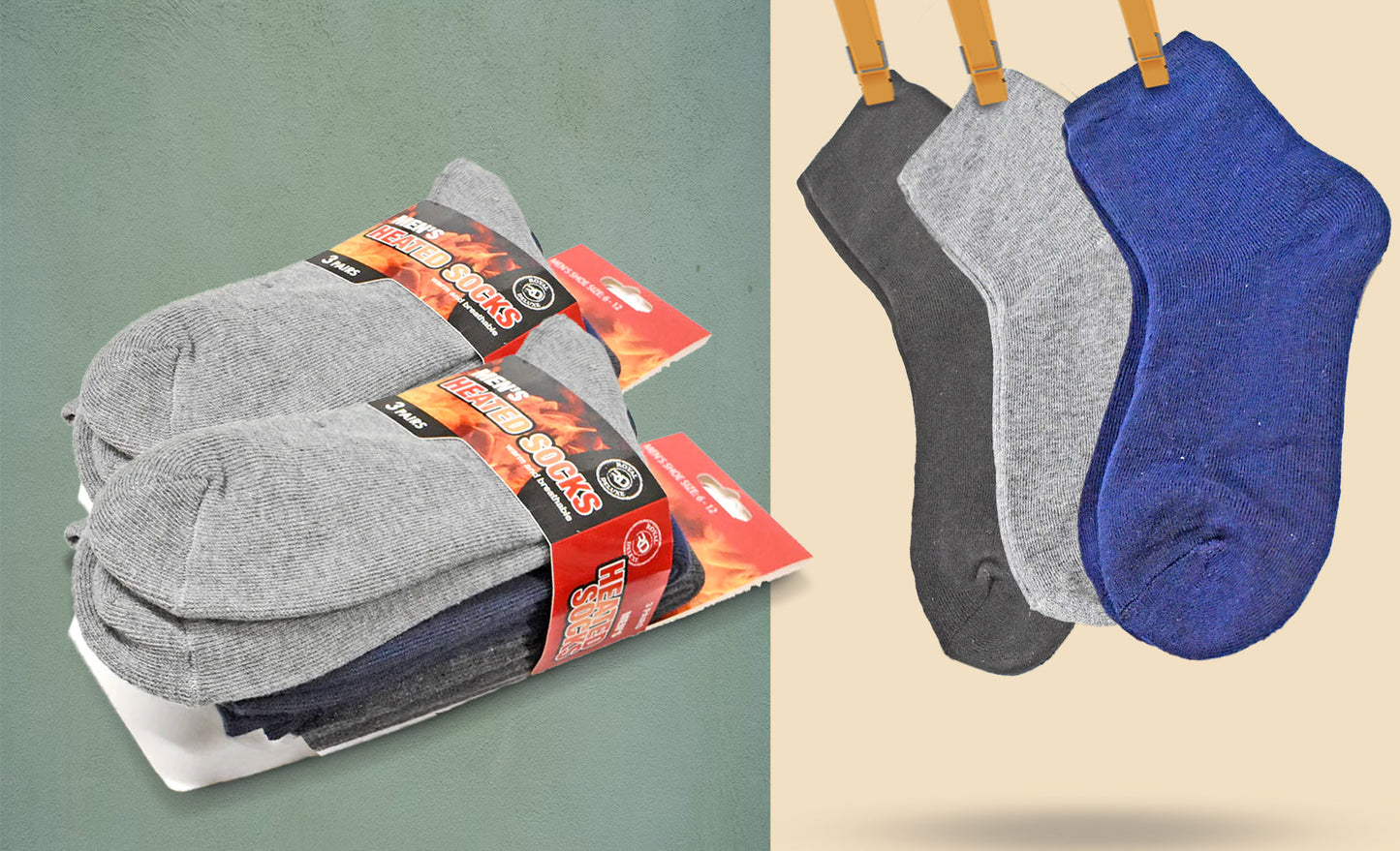 6-Pairs Men’s Heated Crew Socks