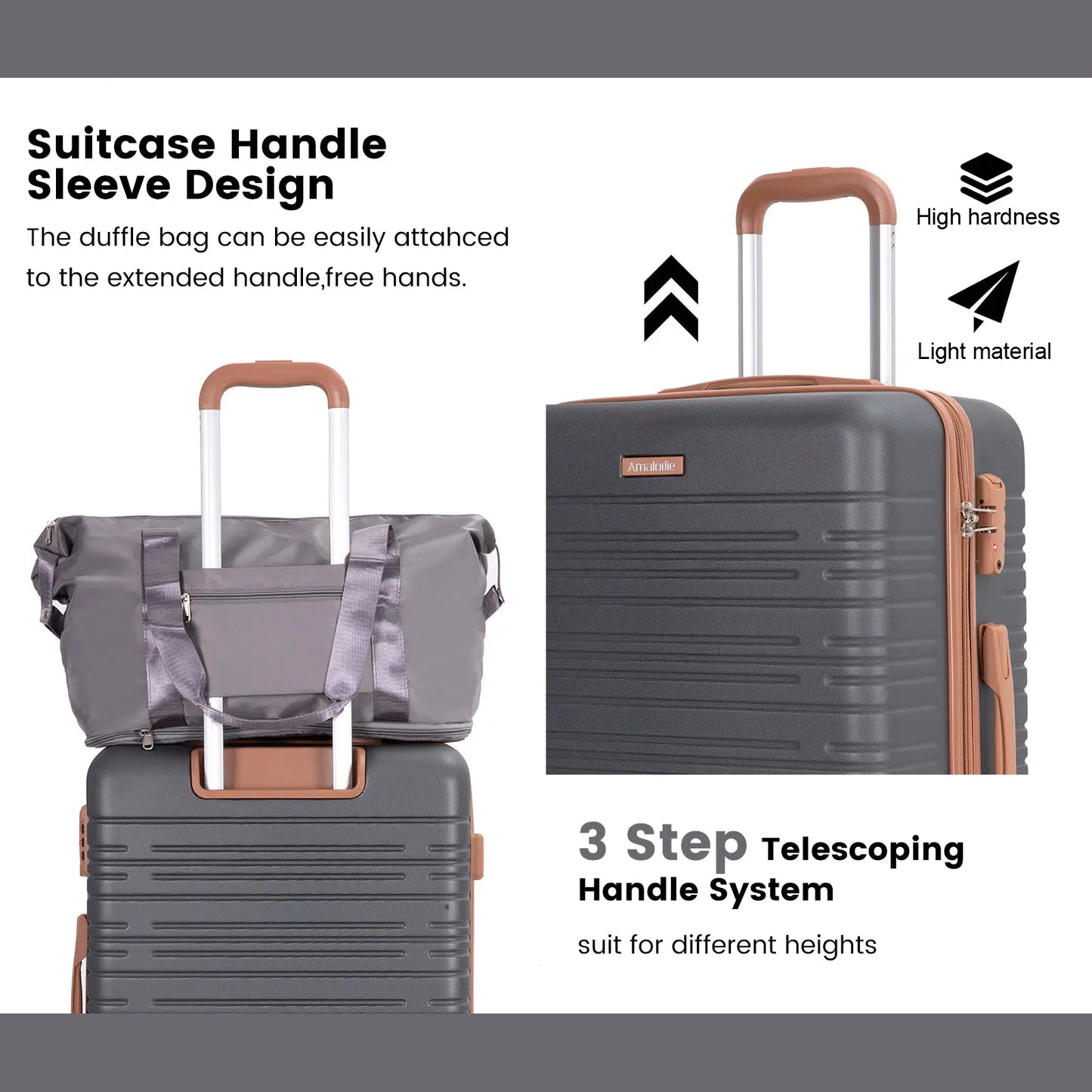 6 Piece Abs Hard Shell Spinner Luggage Set with Tsa Lock