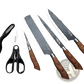 6 Piece Hammered Steel Kitchen Knife Set with Case