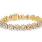 14K Yellow Gold 8.00 Cttw Champagne Diamond Floral Cluster Halo Link Bracelet (H-I Color, I1-I2 Clarity)