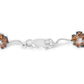 10K White Gold 4.0 Cttw Champagne and White Diamond Floral Cluster and Station Link Bracelet (H-I Color, SI2-I1 Clarity) - 7" Inches