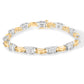 14K Two-Tone Gold 1.00 Cttw Princess-Cut Diamond Chain Link 7" Bracelet (H-I Color, SI1-SI2 Clarity)