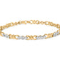 10k Yellow Gold 1/3 Cttw Diamond 3 Stone and X-Link Bracelet (I-J Color, I1-I2 Clarity) - 7.50" Inches