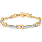 10K Yellow Gold 1.00 Cttw Pave Set Diamond Bar and  X-Link 7" Bracelet (I-J Color, I3 Quality)