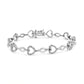 .925 Sterling Silver 1/4 Cttw Round-Cut Diamond Alternating Heart and Leaf Link Bracelet (I-J Color, I3 Clarity) - Size 7.25"