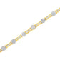 10K Yellow and White Gold 2.00 cttw Round and Baguette-Cut Diamond Link Bracelet (I-J Color, I2-I3 Clarity) - Size 7.25"
