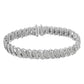 .925 Sterling Silver 3.0 Cttw Diamond Multi Row Cluster Slanted Wave Link 7-Â¼â€ Tennis Bracelet (I-J Color, I2-I3 Clarity)