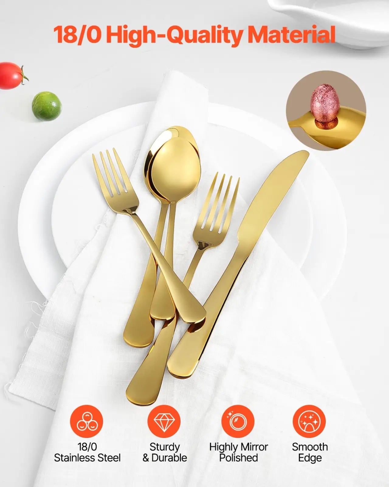 60 Piece Gold Stainless Steel Flatware Set for 12