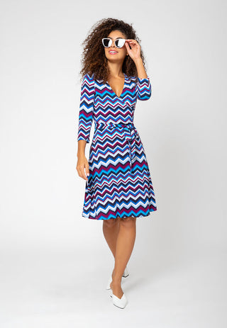 Vestido Leota Feminino Perfect Wrap Chevron Roxo Potion Azul