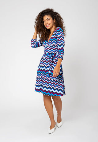 Vestido Leota Feminino Perfect Wrap Chevron Roxo Potion Azul