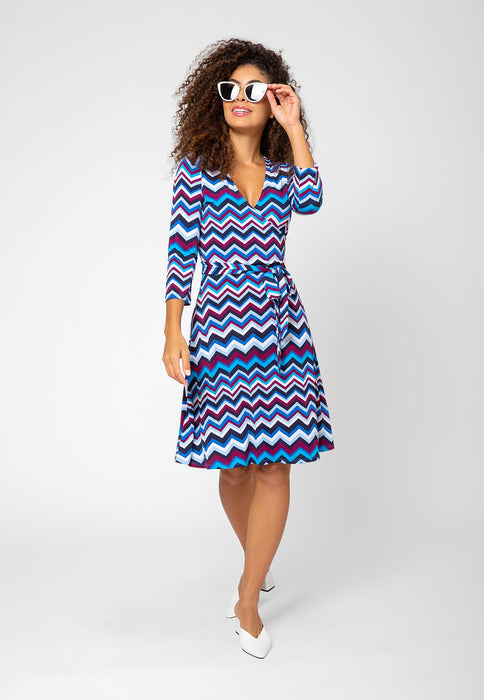 Vestido Leota Feminino Perfect Wrap Chevron Roxo Potion Azul