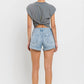 Vervet By Flying Monkey - Blu Bay High Rise Single Cuff Denim Shorts