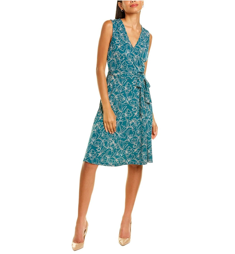 Vestido envelope perfeito sem mangas Leota feminino, tamanho pequeno e grande, com estampa de peciola e pacífico
