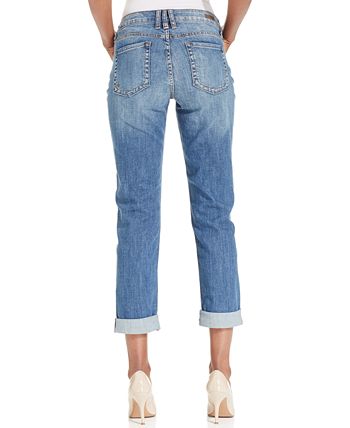 Calça jeans feminina Kut From The Kloth Catherine Boyfriend com punho, azul, tamanho 12