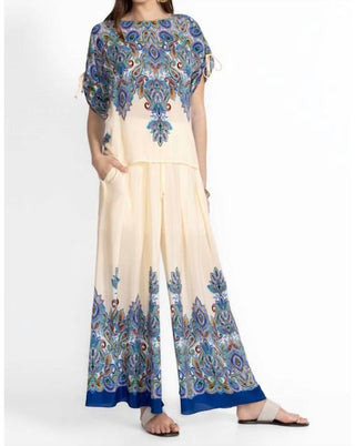 Johnny Was - CALÇA PLISSADA DE PERNA LARGA